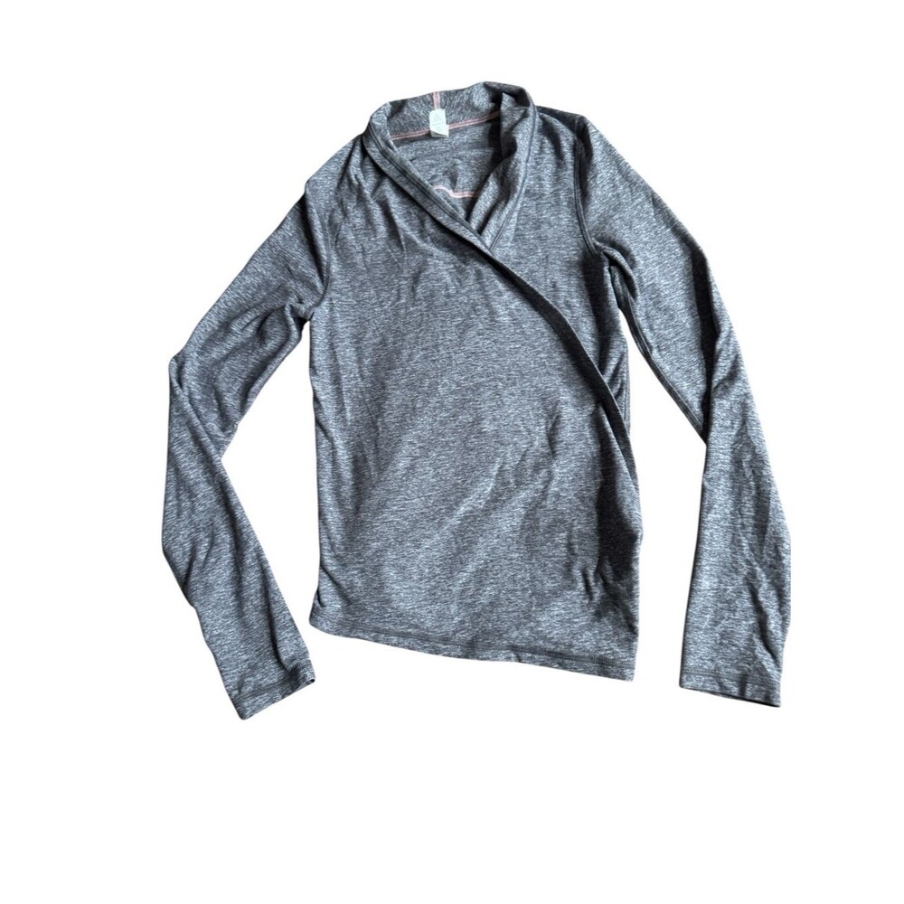 Ivivva (Lululemon) Heather Grey Long Sleeve Knit Top Girls 14 wrap ballet Active